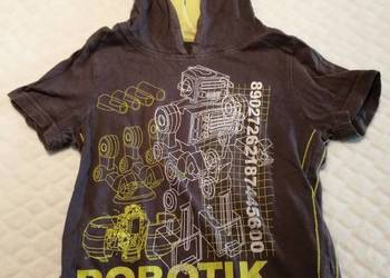 Koszulka z kapturem, krótki rękaw, robot, 104, F&F (Odzież)