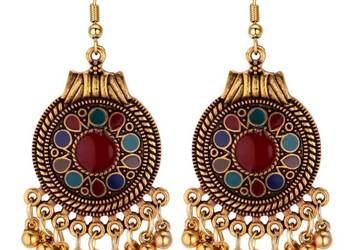 Okrągłe kolczyki boho etno hippie zoty kolor koraliki Indie koła Okrągłe kolczyki boho etno hippie zoty kolor koraliki Indie koła