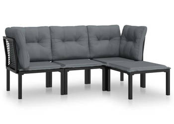 4-cz. zestaw wypoczynkowy do ogrodu czarno-szary rattan PE WM-3187747