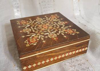 Stara szkatułka pudełko na biżuterię PRL