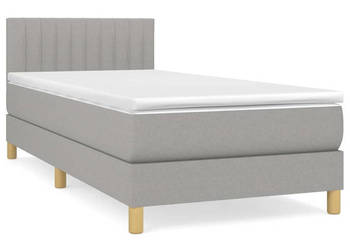 Łóżko kontynentalne z materacem jasnoszare tkanina 90x200 cm WM-3140745