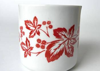 Porcelanowy kubek PRL barowy z motywem roślinnym Polska lata 70 XX wieku