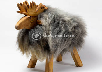 Krzesło, renifer dekoracyjny szaro brązowo biały