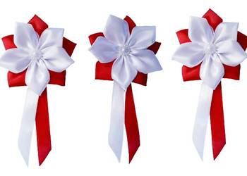 Kotylion narodowy kwiatek duży przypinka perełka 5 szt