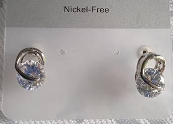 NOWE, POSREBRZANE KOLCZYKI Z DUŻĄ, SZLIFOWANĄ CYRKONIĄ