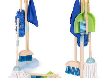 Drewniany zestaw do sprzątania dla dzieci mop zmiotka z szufelką 7 element…