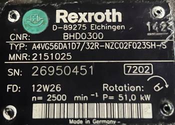 Rexroth A4VG56DA1D7 / 32R - NZC02F023SH - S (BHD0300) Pompa Hydrauliczna