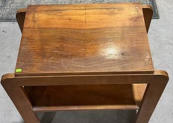 Stolik kawowy nocny art deco orzech pomocniczy antyk vintage prl dwupoziomo