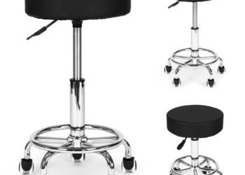Stołek obrotowy taboret kosmetyczny medyczny fotel regulowany czarny Moder…