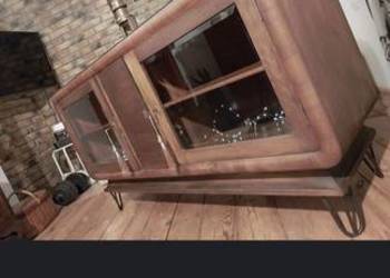 Przedwojenna witryna art deco komoda barek dębowa retro vintage