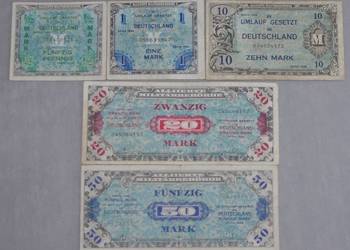 Zestaw banknotów z okupacji Niemiec 1944 - 5 szt.