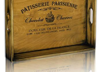 duża TACA drewniana PATISSERIE PARISIENNE Paris France 40x30