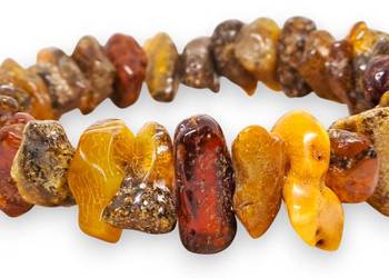 Bransoletka BURSZTYN bałtycki bryłki cytryna, wiśnia, mleko #864