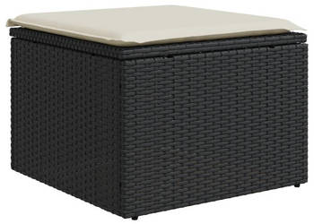 Stołek ogrodowy z poduszką czarny 55x55x37 cm polirattan WM-366001