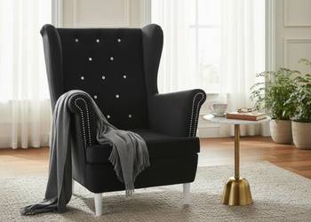 Fotel Uszak Caro Czarny, Dostawa 0zł!