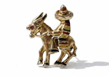 VINTAGE BROSZKA Z OSIOŁKIEM BURRO MEXICAN DONKEY LATA 60