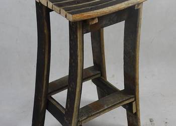 Hoker drewniany, krzesło wysokie, z desek od beczki dębowej