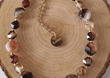 Bransoletka espresso kamienie naturalne agat kawowy 17 cm