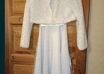 Śliczna biała sukienka komunia 152+ torebka, wianek, rękawiczki