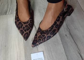 (43) ASOS Design/ Panterkowe baleriny wieczorowe z odkrytą piętą, NOWE