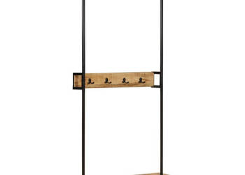 Wieszak na ubrania z kółkami 90x35x190 cm mango i żelazo WM-358580