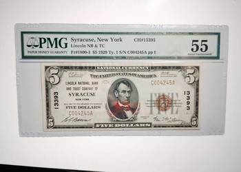 Banknot USA  $ 1929 PMG 55 Syrcuse New York