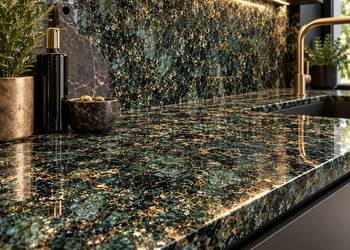 Blaty, schody parapety - brazylijski granit VERDE PEACOCK gr.2cm i 3cm