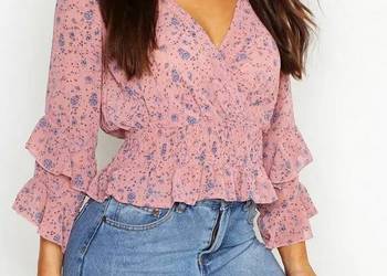 BOOHOO CIELISTA BLUZKA TOP Z KWIATOWYM WZOREM 42xl