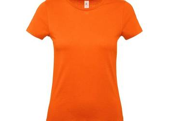 Pomarańczowa koszulka z bawełny, T-shirt V-neck