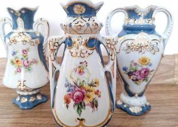 3 kolekcjonerskie amfory wazony pozłacane Royal Dux Bohemia retro