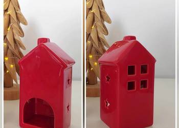 2 Świeczniki. Domki ceramiczne świąteczne