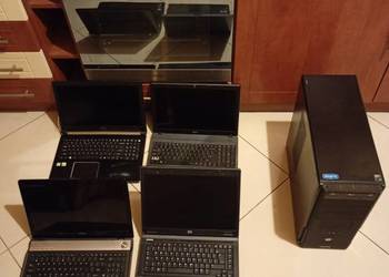 Laptopy 4 sztuki i stacjonarny komputer