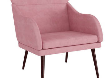 Fotel różowy 63x76x80 cm obity aksamitem WM-351439