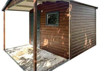 Schowek – domek ogrodowy 2,5×2 m + wiata 1,5 m drewnopodobny ID1220