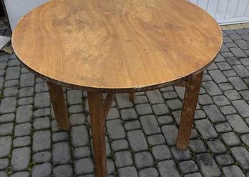 Okrągły, drewniany stół PRL vintage