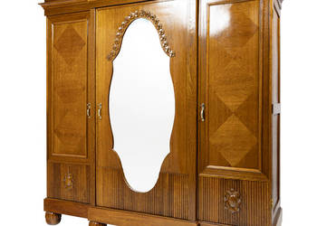 Duża Trzydrzwiowa Szafa Dębowa Po Renowacji Antyk Stara Lata 1920-1939