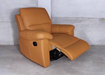 HIT -50%  Nowy Fotel RELAX ze Skóry Naturalnej Bujany Obrotowy = MEBLE PYKA
