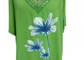 Stylowa TUNIKA bluzka oversize -UNI biust 140cm ziel.