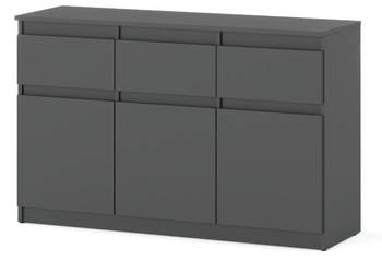 Komoda Szara Mat Do Salonu Z 3 Szufladami Oleksa 120cm Pojemna Szafka Rtv