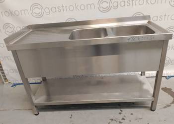 Stół z 2 zlewami z półką 130x50x85 Stół z 2 zlewami z półką 130x50x85