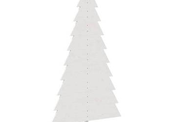 vidaXL Drewniana choinka do udekorowania, biała, 180 cm,（SKU:858196）