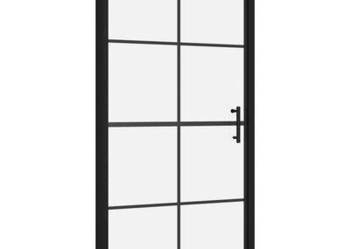 vidaXL Drzwi prysznicowe, hartowane szkło, 100x178 cm, czarne(148892)