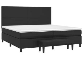 Łóżko z Materacem Kontynentalne Czarne Ekoskóra 200x200 cm WM-3137563