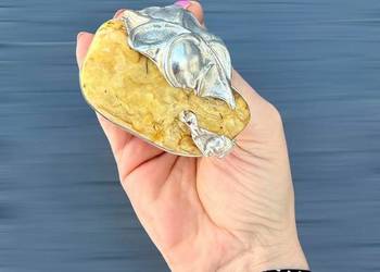 WYPRZEDAŻ wisior unikatowy srebro 925 bursztyn bałtycki rękodzieło