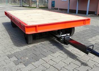 Przyczepa zakładowa, wewnątrzzakłada, platforma przemysłowa do ciężarów 6t.