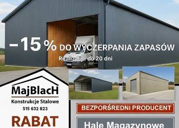 Długi Grafitowy Garaż Blaszany Dwuspadowy -15% TANIEJ  - Maj-Blach