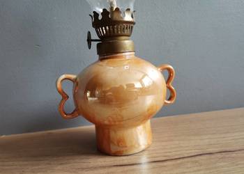 Stara lampa, lampka naftowa porcelana Bogucice design PRL 1960