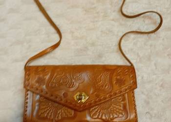 Real Leather/ Brązowa, skórzana torebka z Madrytu