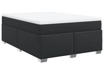 Łóżko z Materacem Kontynentalne Czarne Ekoskóra 140x190 cm WM-3285209