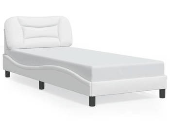 Rama łóżka z zagłówkiem biała sztuczna skóra 80x200 cm WM-3207961